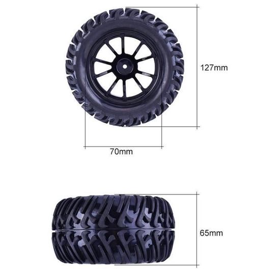 Ensemble de pneus Rc 4 pièces - Écrous M4 résistants à l'usure pour pièces  de rechange de voiture à l'échelle 1: 10 - Roues à 7 trous