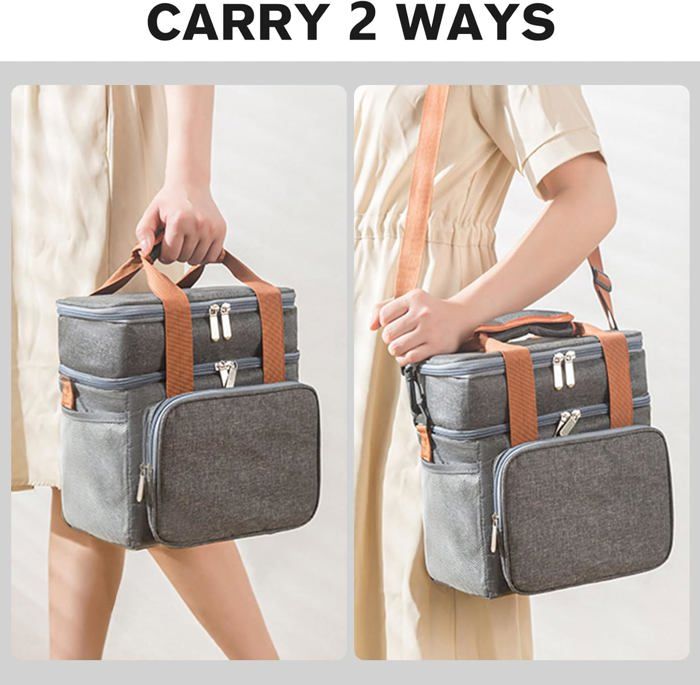 MIER Sac De Transport Isotherme à Double Cocotte Pour Lasagnes, Fêtes De Repas, Pique-nique, Plage, Convient Aux Plats De Cuisson De 22,9 X 33 Cm, Extensible Par Fermeture éclair Intermédiaire, Bleu