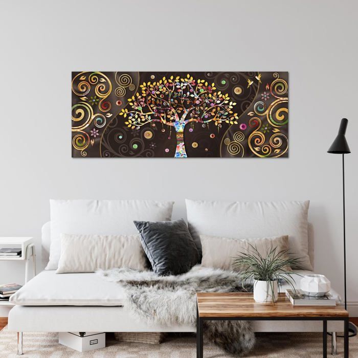 Tableau Moderne ARTTOR - Impression Sur Toile Abstraite Violette, 100x40cm, Décoration Murale Design