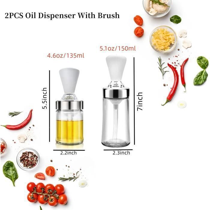 1 PCS Récipient d'huile avec Pinceau à huile, bouteille d'huile avec Pinceau à huile en silicone