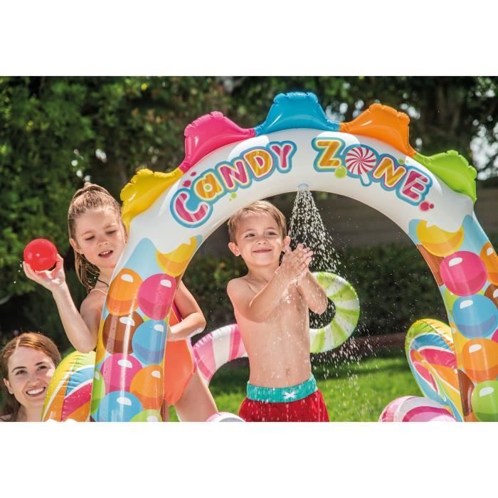 Intex – Aire De Jeux Royaume Des Bonbons – Toboggan Aquatique, 2 Piscines, Pulvérisateur D'eau – été Enfants 3 Ans+
