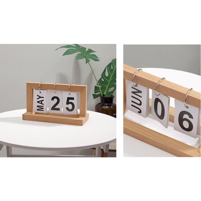 Fdit mini calendrier Petit calendrier de bureau couleur bois mois Dates  tableaux à feuilles mobiles décoration de bureau pratique