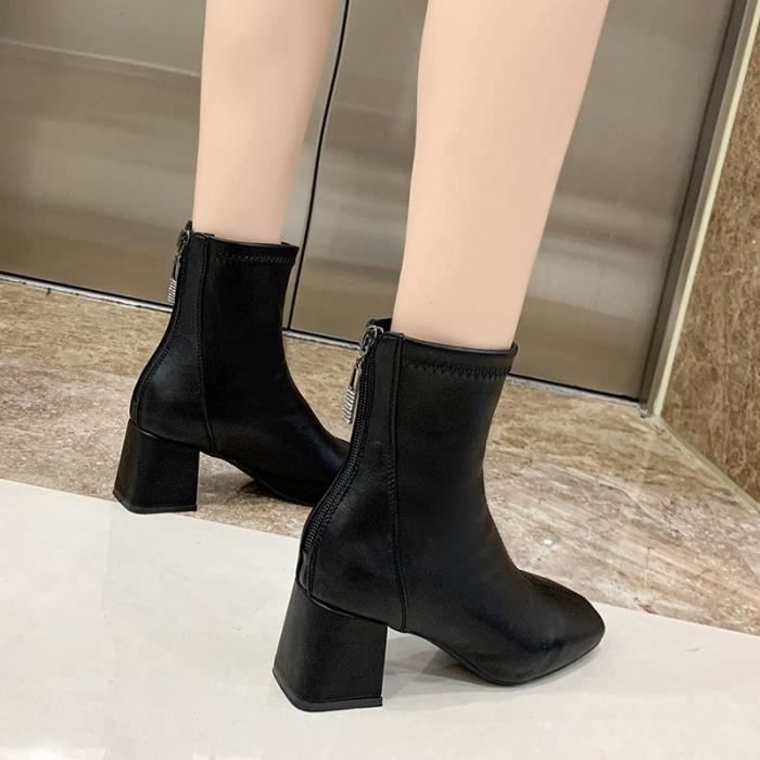 Bottine a talon epais noir cheap