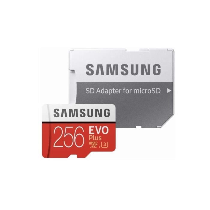 Samsung Evo Plus 256 Go Carte microSDXC UHS I Classe 10 U3 avec Adaptateur 100 90Mb s