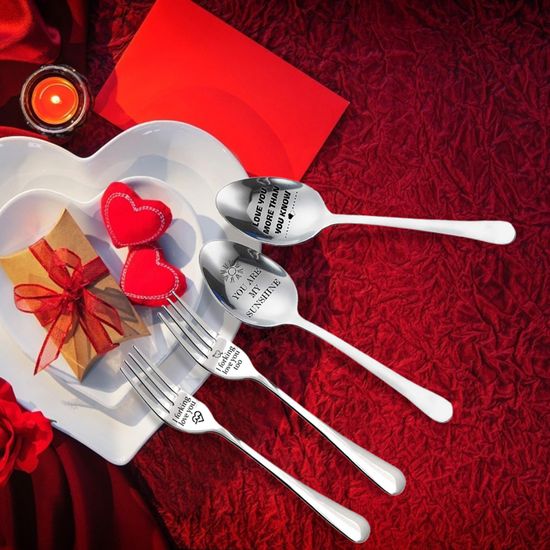Fourchette Gravée "I Forking Love You" En Acier Inoxydable - Cadeau Original Saint-Valentin, Anniversaire, Noël - Surprise Romantique Et Drôle