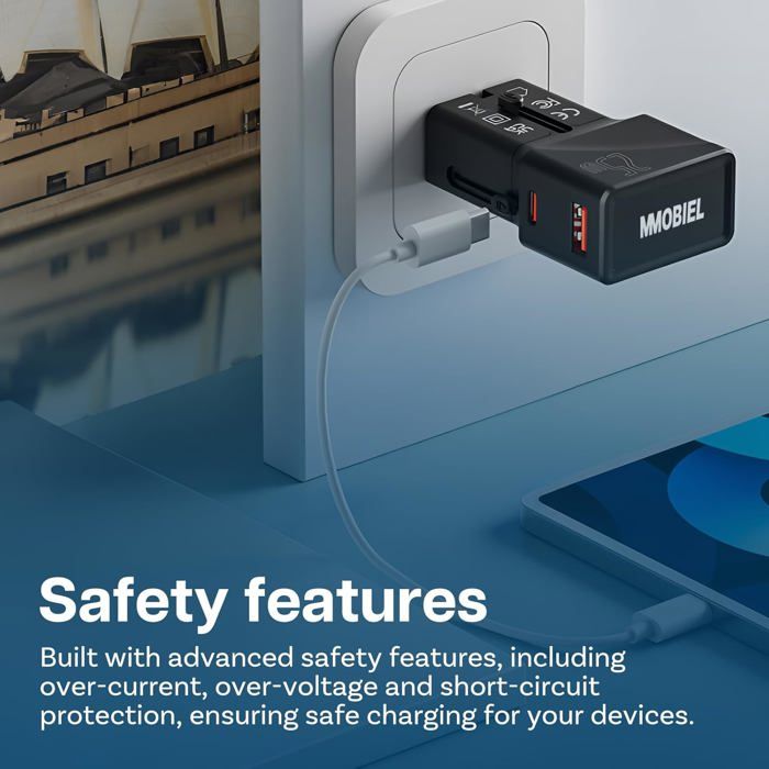 Adaptateur Universel De Voyage 5 En 1 Avec 4 Prises - 25W, GaN, Compatible 200+ Pays - Idéal USA, UK, UE, Australie, France