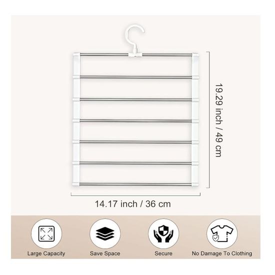Cintre à Pantalons Pliable - Lot De 3 - Gain De Place Pour Armoire - Crochet Pivotant 360° - Pour Pantalons, écharpes, Cravates - 8