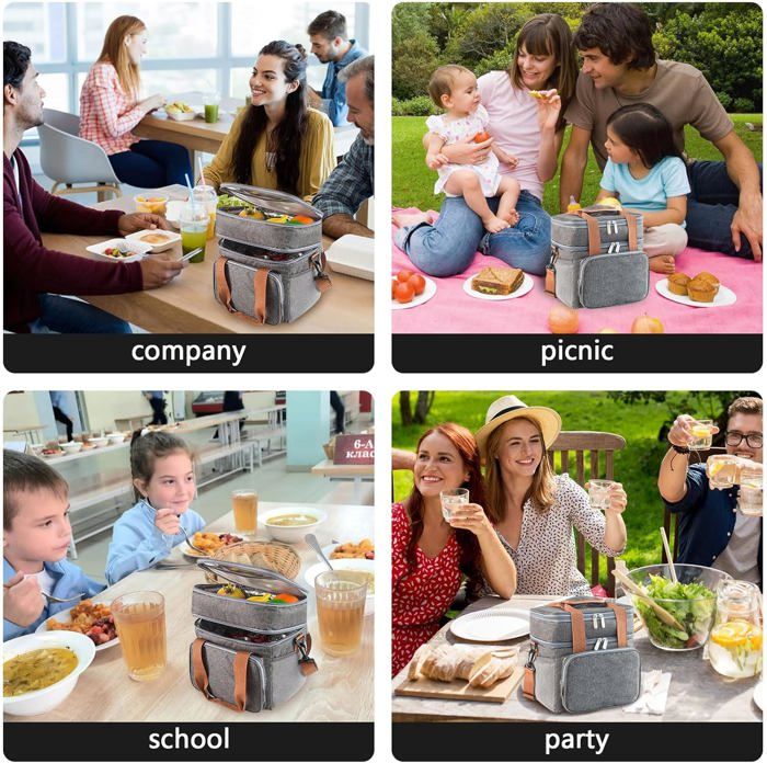 Sac Isotherme Repas 12L Avec 2 Poches Latérales - Idéal Pique-nique, Travail Ou école - Garde Les Aliments Frais 6h