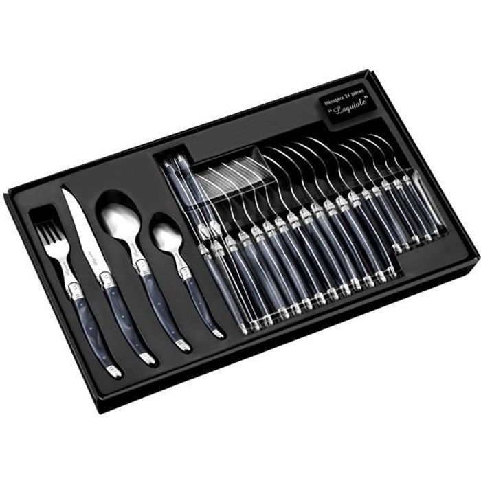 LAGUIOLE Ménagère 24 pièces gris bleu marbré