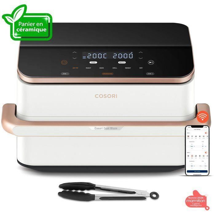 AirFryer - COSORI - DualBlaze Twinfry Pro Ceramic - 10 L - Blanc - Connectée Wi‑Fi