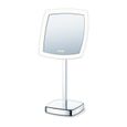 Miroir cosmétique lumineux sur pieds - BEURER BS 99 - 36 LEDs - Grossissement 5 fois - Chromage de haute qualité-0