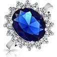  LCC® bague grosse pierre bleu-cristal cristal swarovski Kate Middleton ovale couleur saphir bague de fiançailles -mode fantaisie-0