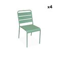 Lot de 4 chaises intérieur / extérieur en métal peinture antirouille empilables coloris vert jade-0