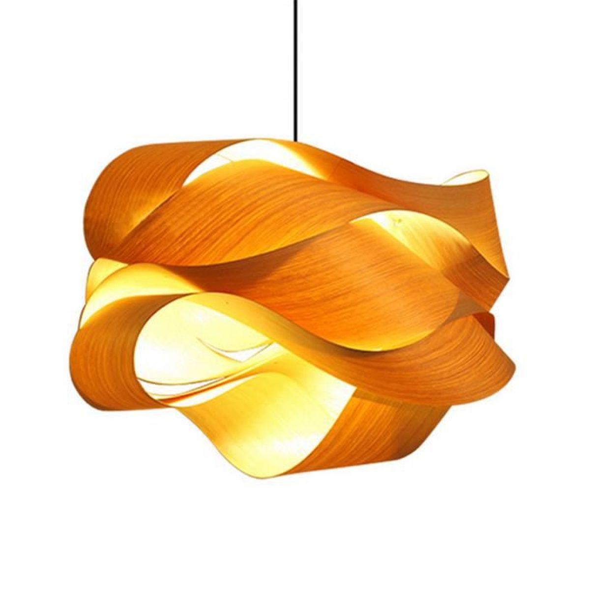 Lustre E27 suspension en Bois Design Moderne Créatif Spirale Lustre