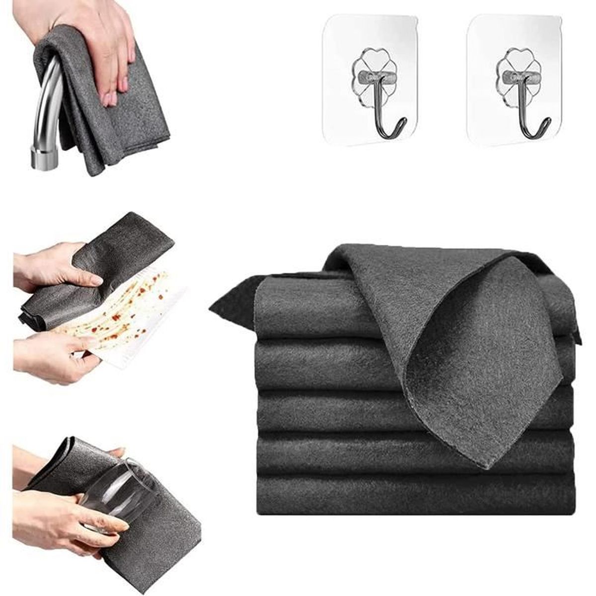 HA-RA Chiffon Gris/Blanc 2 pièces | Nettoyage Efficace main image 1