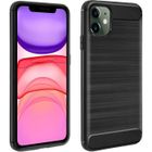 Coque - AVIZAR - iPhone 11 - Silicone Souple - Finition Carbone - Effet Brossé Noir