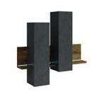 Composition murale - PRICE FACTORY - BERGAME - LED - Chêne foncé - Gris - Moderne