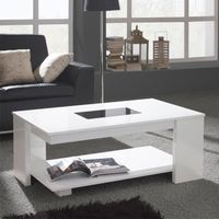 Table basse relevable blanche - DIPA  - Taille : L 110 x l 60 x 44/59 - Couleur marketing : Blanc
