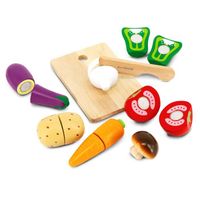 Beeloom - veggie table - Set de légumes montessori pour enfants, bois naturel, imitation de jeu cusine