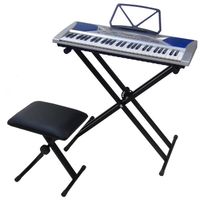 Clavier DynaSun MK2054 LCD 54 Touches E-Piano Keyboard Fonction Enseignement Intelligent avec Support Stand, Banc Piano