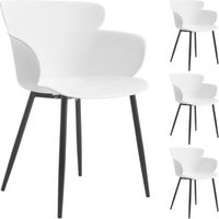Chaises CATCH salle à manger ou cuisine design retro avec accoudoirs - Lot de 4 - Blanc - IDIMEX