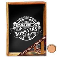 Collecteur Bouchons de vins 'FF Amateurs de Bons Vins' (bois) - 25x19x8 cm [A2015]