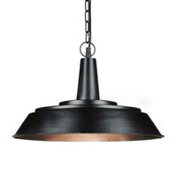 Relaxdays Lampe à suspensions couleur noire mat HxlxP 133 x 41 x 41 cm luminaire de plafond à suspendre abat-jour rond en métal