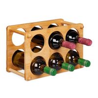 Relaxdays Etagère à vin, 6 bouteilles, Support à vin pour la cuisine, cave, salon, rangement à vin 21x32x18,5 cm, Nature