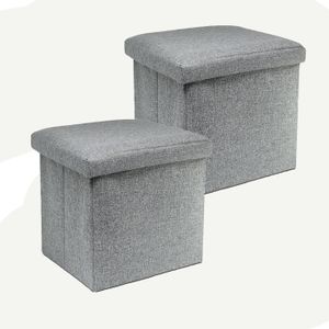 Pouf Coffre de Rangement Pliable Carré Enfant Circuit de Voitures Gris H30x30x30cm Gris Bleu Jaune NEUF - Mobilier enfant