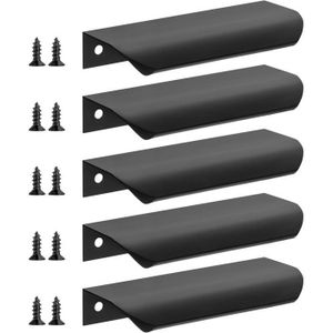 Poignées Armoire Noires Mates 9,5cm - Lot De 5 Pour Meubles