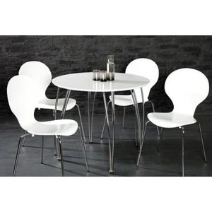 Table Ronde Vicky Blanc Laque Achat Vente Table A Manger Seule