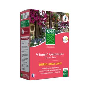 ENGRAIS BHS EVGE750 - Engrais Vitamin' Geraniums - 750 g -Équilibre Azotée Et Potassique -Croissance Régulière Et Harmonieuse