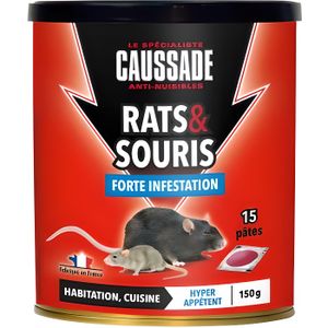 PIÈGE NUISIBLE MAISON Caussade CARSPT150 Rats & Souris - 15 Pates Appat 