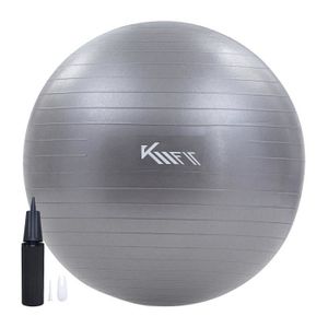 BALLON SUISSE-GYM BALL KM-Fit Balle de Gymnastique | 65cm | Balle d'entraînement avec Pompe à air | Balle pour Fitness, Yoga, Gymnastique | Gris