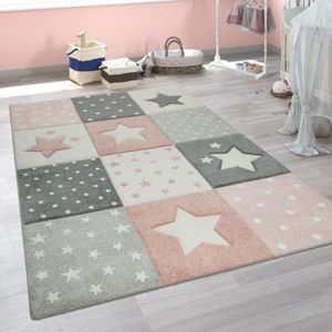 Tapis Chambre Enfant Moderne Couleurs Pastel Carreaux Etoile Pois