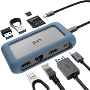 HUB uni Hub USB C 8 en 1, Hub USB C PD 100W/4K HDMI/10