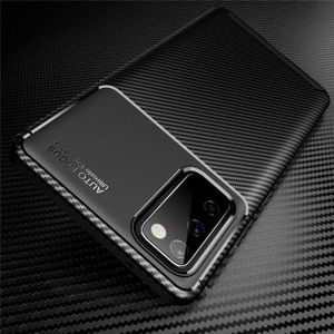 COQUE - BUMPER Coque Pour Samsung Galaxy S20 Silicone Slim Antichoc Fibre de Carbone Noir