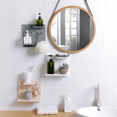 Mini Etagere Murale Autocollant De Salle De Bain 22 22cm Blanc