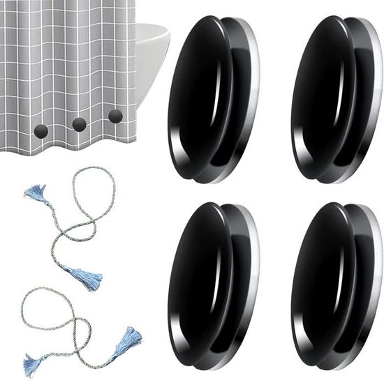 HANABASS Tirettes Pour Rideaux Et Stores – Poids Pour Cordon, Bouton Noir, Trou 8 Mm, Fer Et Plastique, Lot D’un