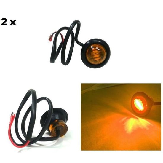 2 Feux De Gabarit LED Orange 12V/24V - IP67 - Pour Remorque, Camion, Camping-car - Ambre