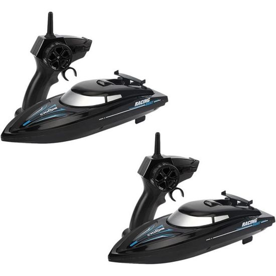 OBEST Bateau RC Télécommandé Double Hélice Avec Spray Et Lumières - 2.4GHz Imperméable Pour Piscine