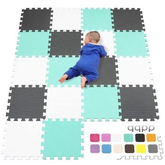 Puzzle Tapis Mousse Bebe Ideal Pour Les Tapis De Jeux Enfant 18 Dalles 30 30 1cm Blanc Vert Gris Cdiscount Puericulture Eveil Bebe