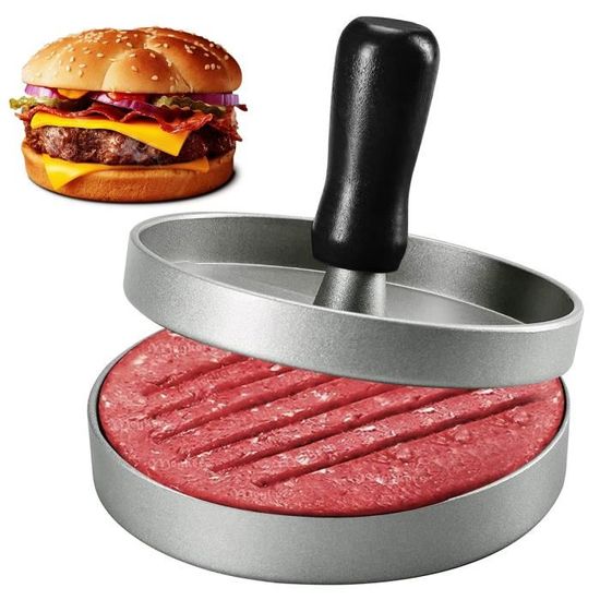 Presse à Hamburger En Aluminium - Avec 100 Papiers Antiadhésifs - Pour Burgers Maison, Barbecue - Diamètre 12 Cm