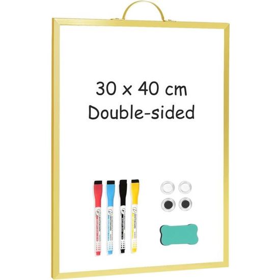 Tableau Blanc Effaçable Double Face 26x19cm - Avec Marqueur - Pour Enfants, École, Bureau