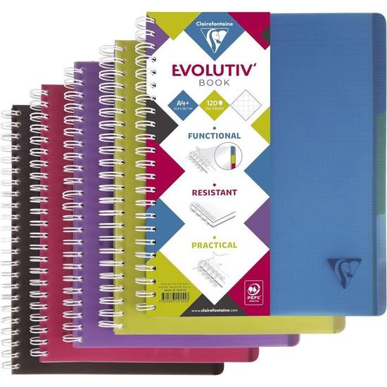 Carnet à Spirale Clairefontaine Linicolor Intensive - Format A5+ 180 Pages Petits Carreaux