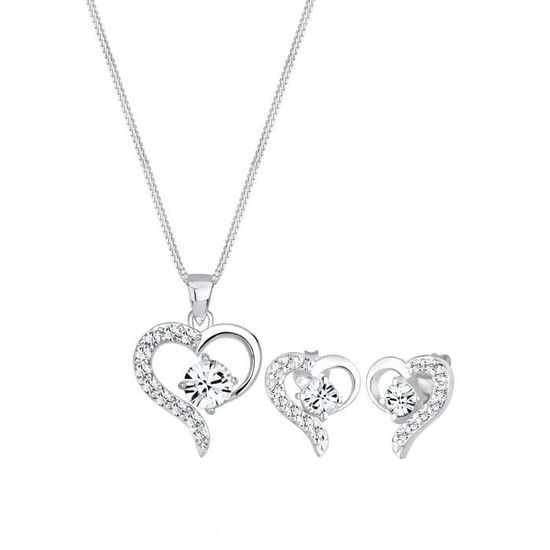 Parure Collier & Boucles D'Oreilles Argent 925 - Zircones Cubiques Colorés - Cadeau Femme - Boîte Velours