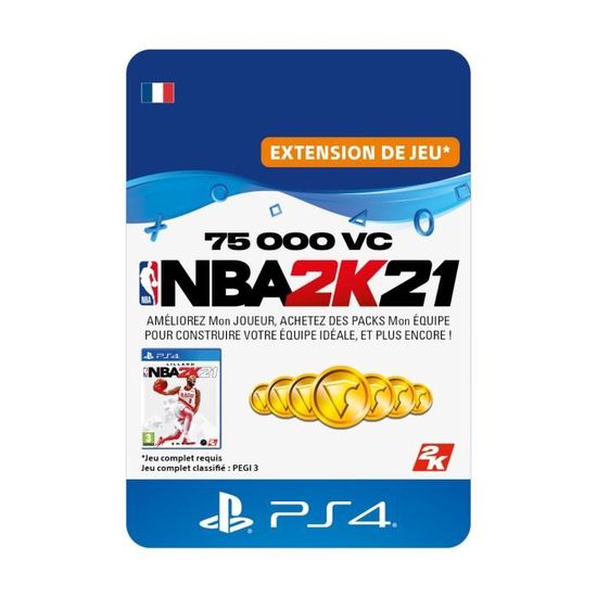 DLC 75000 VC pour NBA 2K21 Code de Téléchargement PS4 à télécharger
