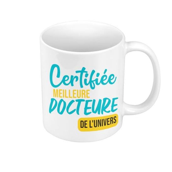 Mug - Fabulous - Certifié Meilleure Docteure - Céramique - Blanc - Cylindrique - Maison