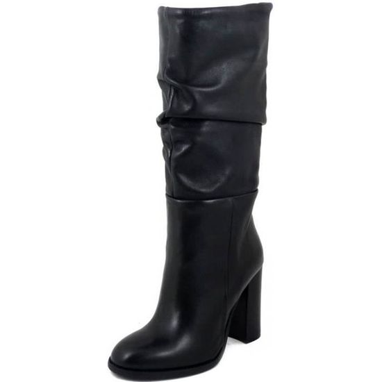 Bottes femme OSVALDO PERICOLI Cuir noir Talon 10 cm Zip