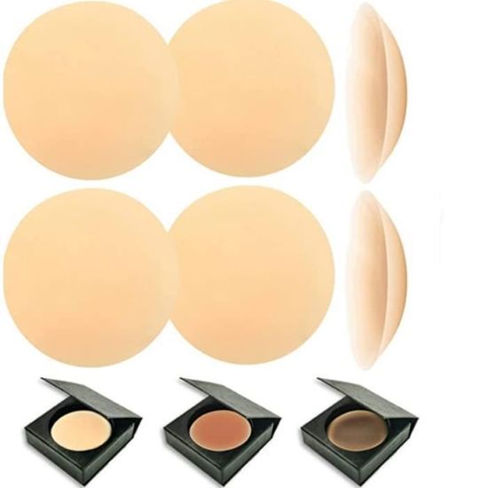 Protection Mamelon Robe Dos Nu Cache-tétons Paillettes Uteruik - Lot 1 Paire - Silicone - Forme Ronde 9,5x11,5cm - Avec Chaîne Teton Pharmacie